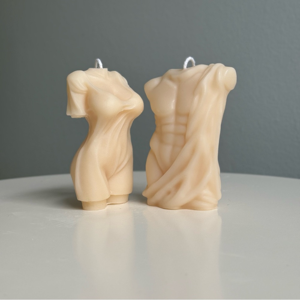 Cream Sculpted Body Candle, Male & Female Soy Wax Pillar Candles